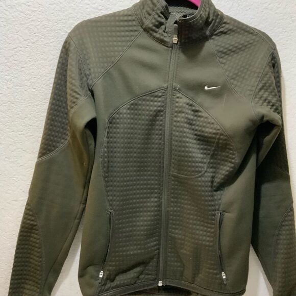 VTG Y2K Nike Fit Therma Full Zip Sweater Womens small Olive Green Sweatshirt - Picture 2 of 7